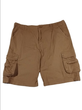 Men's Tan Multi-Pocket Utility Cargo Shorts - Size 38